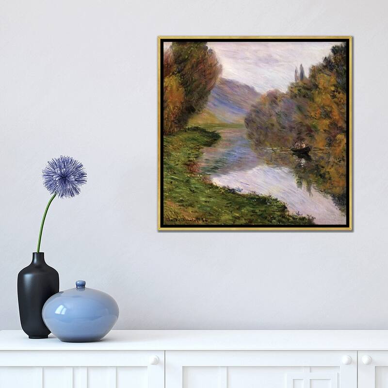 iCanvas "Boat on the Seine near Jeufosse, " by Claude Framed